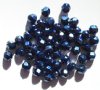 50 6mm Faceted Matte Metallic Navy Firepolish Beads